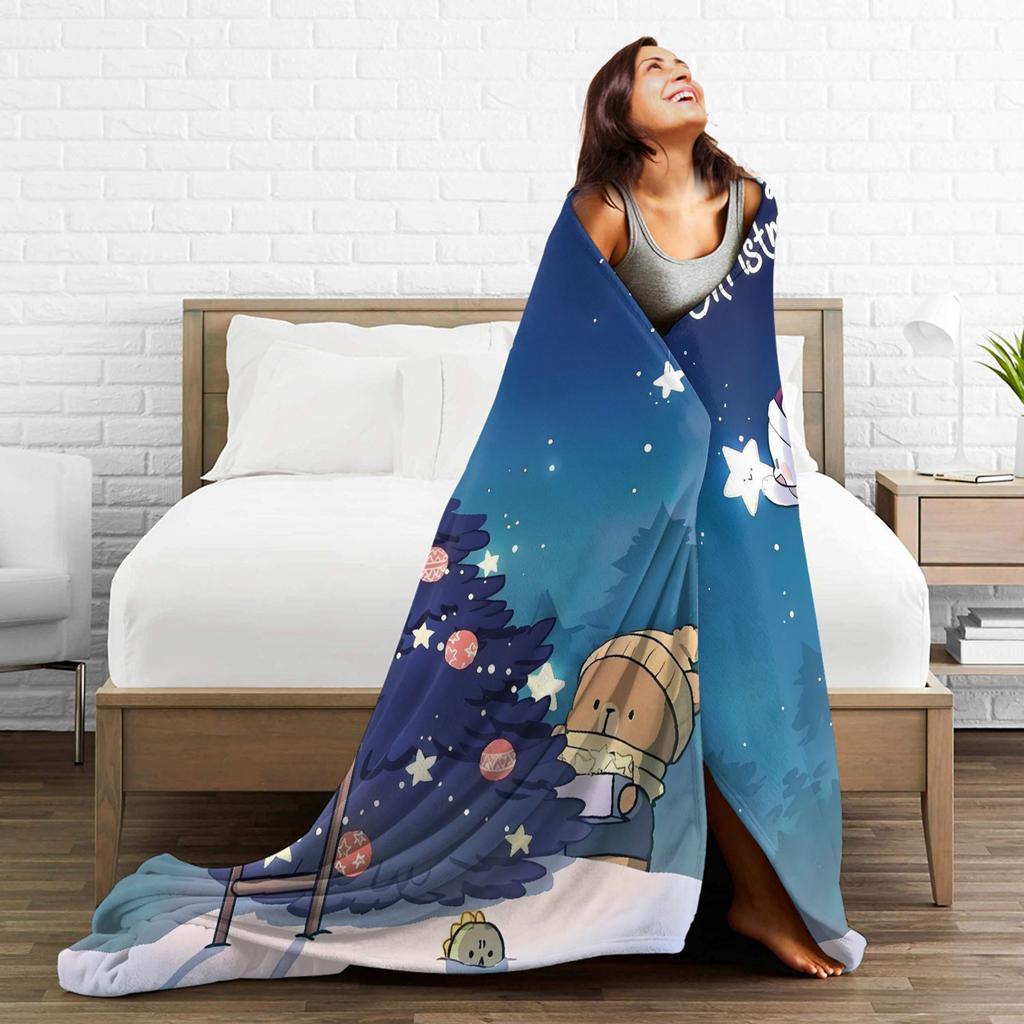 Bubu Dudu Merry Christmas Soft Warm Blankets Airplane Travel Plush Throw Blanket Funny Bedroom Flannel Bedspread Sofa Bed Cover