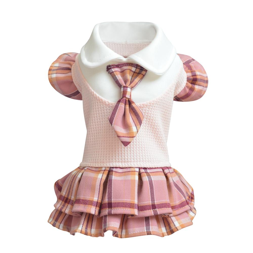 Spring SummerDog Clothes College Style Pet Dog Tie Dresses Small Dog Cat Clothing Plaid Tutu Skirt Dress For Puppy Girl Costumes