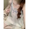 Korean Style Petite Women's Pajama Set with Chest Pads and Sweet Bow Summer Camisole, Suitable for Outdoor Wear