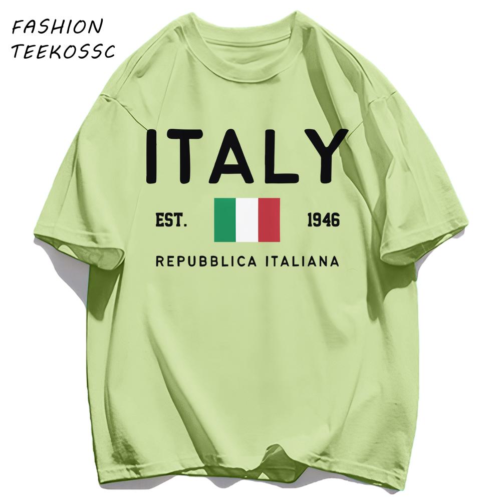 Italy Repubblica Italiana Printed Men T Shirts AllMatch Cotton TShirt Casual Crewneck Loose Streetwear Man Summer Basics Top