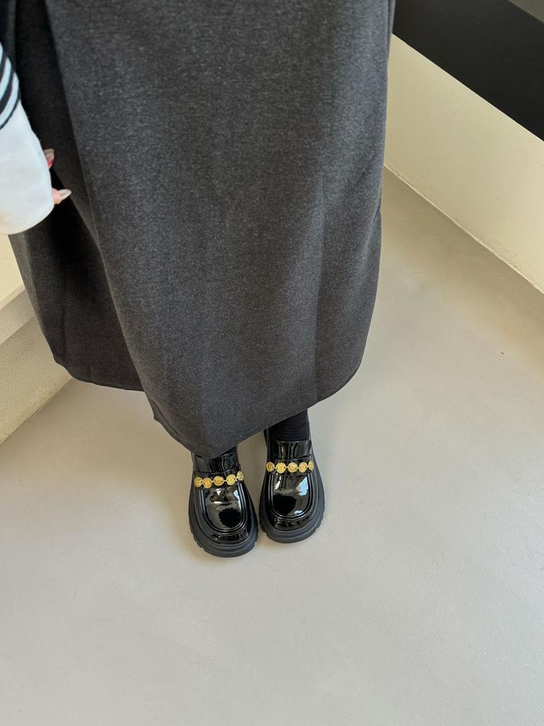 Spring new loafers women's small gold coins with retro British style small leather shoes women's versatile women's shoes