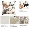 1 \ 4pcs gray Christmas snowman, Christmas reindeer print pillow cover, home sofa decoration cushion cover (without pillow core)