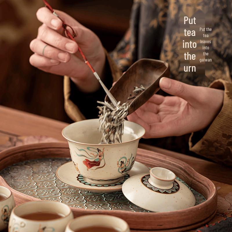 Dunhuang Flying Apsara Ru Kiln Kung Fu Tea Set