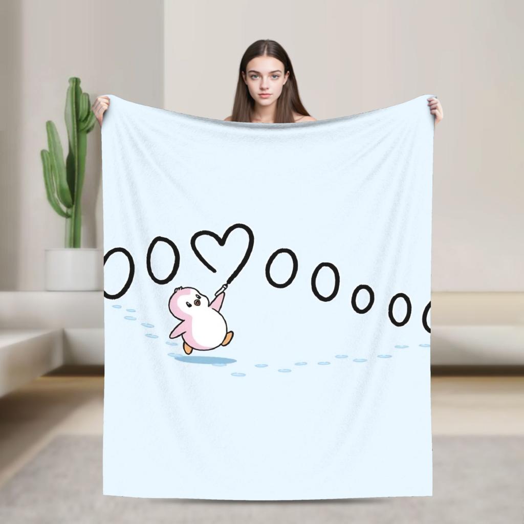 P-Pudgy Penguin Blanket Cute Penguin  Fleece Funny Warm Throw Blankets For Bedding Lounge Textile Decor,