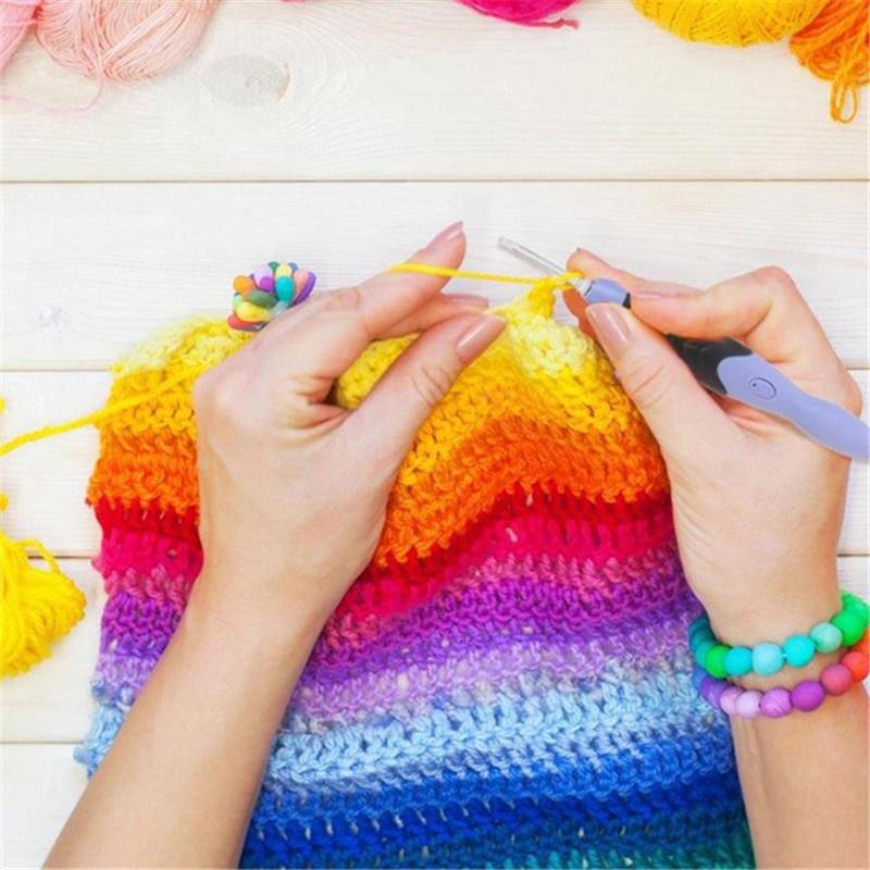 New 9 In 1 Light Up Light Up Crochet Hooks Knitting Needles Set USB Knitting Weave Tool Kit Hooks Crochet LED Needles