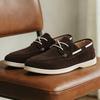 Men'S Pu Leather Driving Moccasins Round Toe Lace-Up Breathable Casual Loafers Soft Sole Low Top Comfortable Shoes Loafers Men