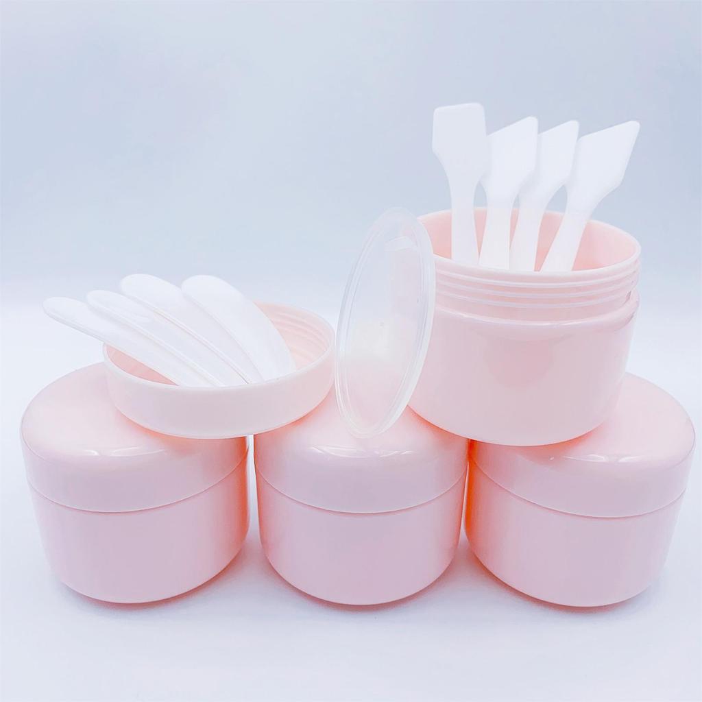 4pcs Cosmetic Containers With 8pcs Spatula, Leakproof Empty Jars For Makeup Samples, Creams, Face Masks, Eye Creams