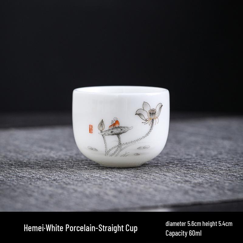 Kung Fu White Porcelain Tea Set: Ceramic Mutton Fat Jade Master Cup & Teacups Gift