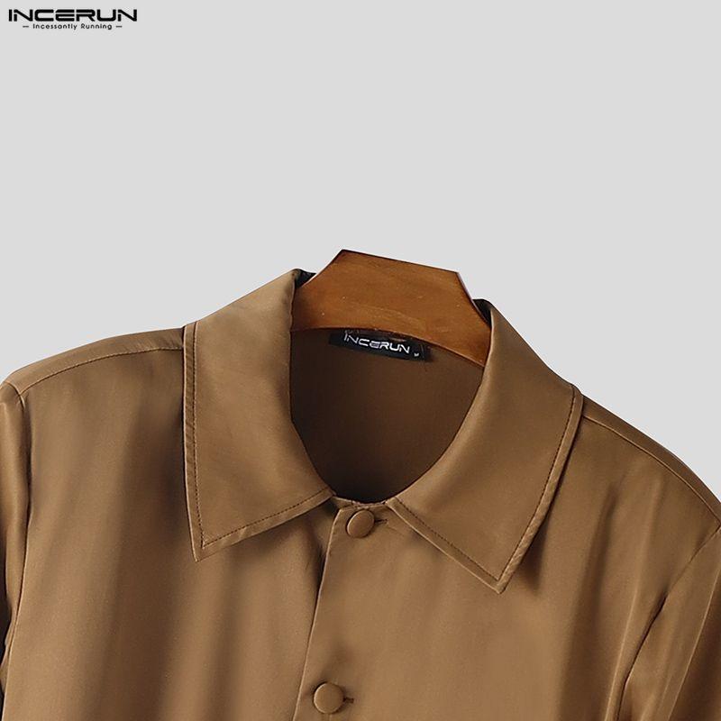 INCERUN Men Long Sleeve Buttons Bandage Jumpsuit Long Rompers Overalls