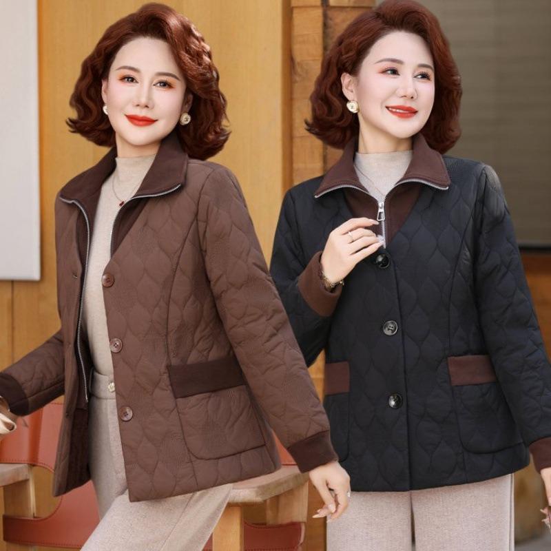 Short Warm Splicing Velvet Cotton-padded Clothes for Women's Autumn and Winter New Cotton-padded Jackets, Small Slim-fitting Cotton-padded Jackets