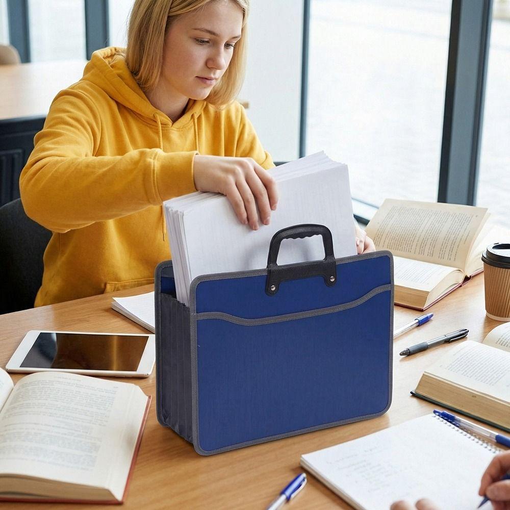 Waterproof Office Briefcase Large Capacity Business Tote Bag Thickened Portable File Bag  Car Side