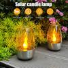 Solar Candle Light Waterproof Solar Powered Tea Light Realistic Flickering Flameless LED Kerosene Lantern for Patio Garden Porch Tabletop Indoor