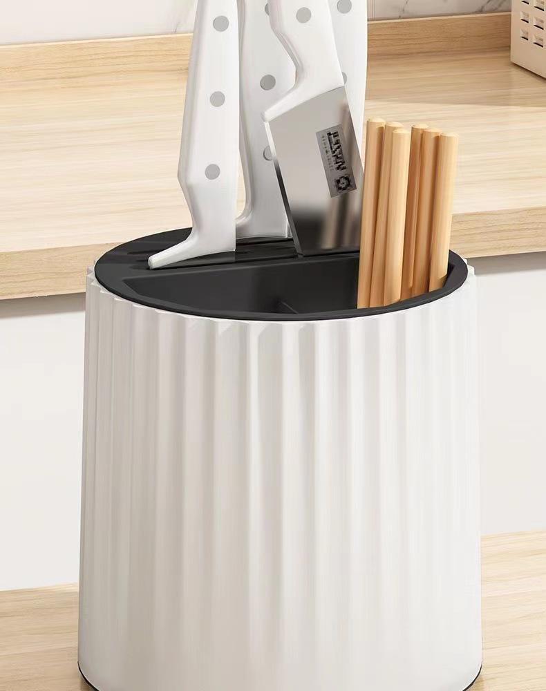 Rotatable Kitchen Organizer: Chopstick & Knife Holder with Countertop Drainer