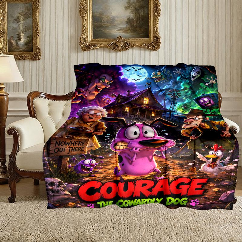1pc Cozy Print Blanket, Courage the Cowardly Dog Blanket Appropriate for Home Picnic and Travel Adventures