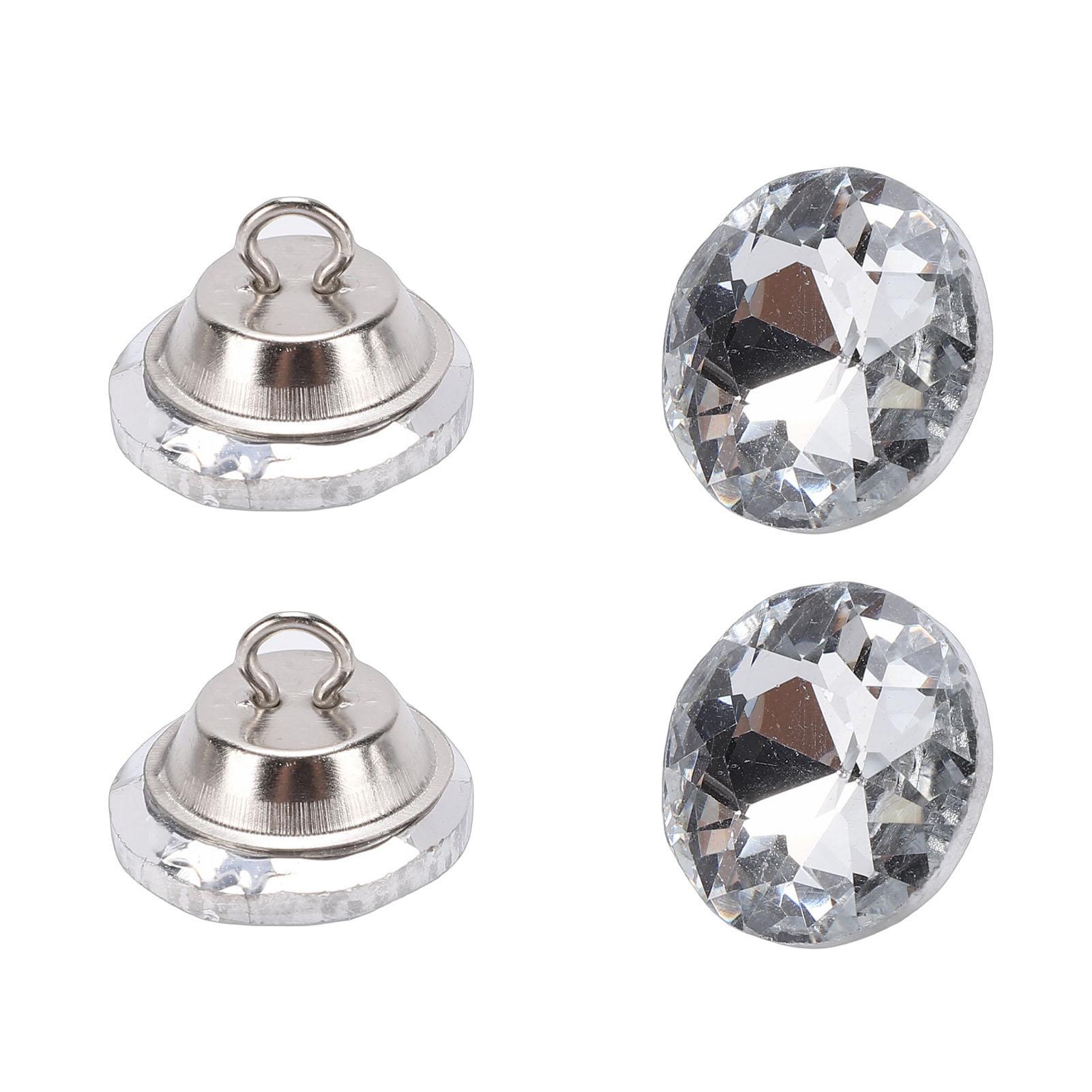 100 Boutons Strass Transparents avec Base Métallique Boutons Ronds Blanc Argenté pour Couture Loisirs Créatifs Fabrication Décoration 20mm