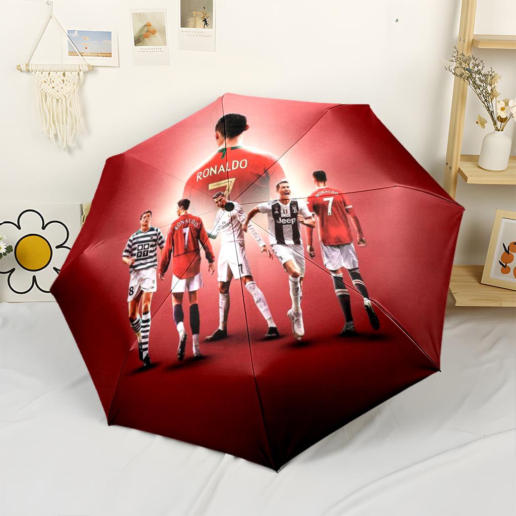 Cristiano Ronaldo Portable Automatic Umbrella with 8-Rib Foldable Design for Outdoor Daily Use Vibrant Pattern Umbrella Wedding Party Gift