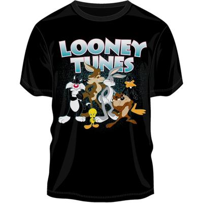 Looney Tunes Classic Character Group Men's Black Graphic T-Shirt