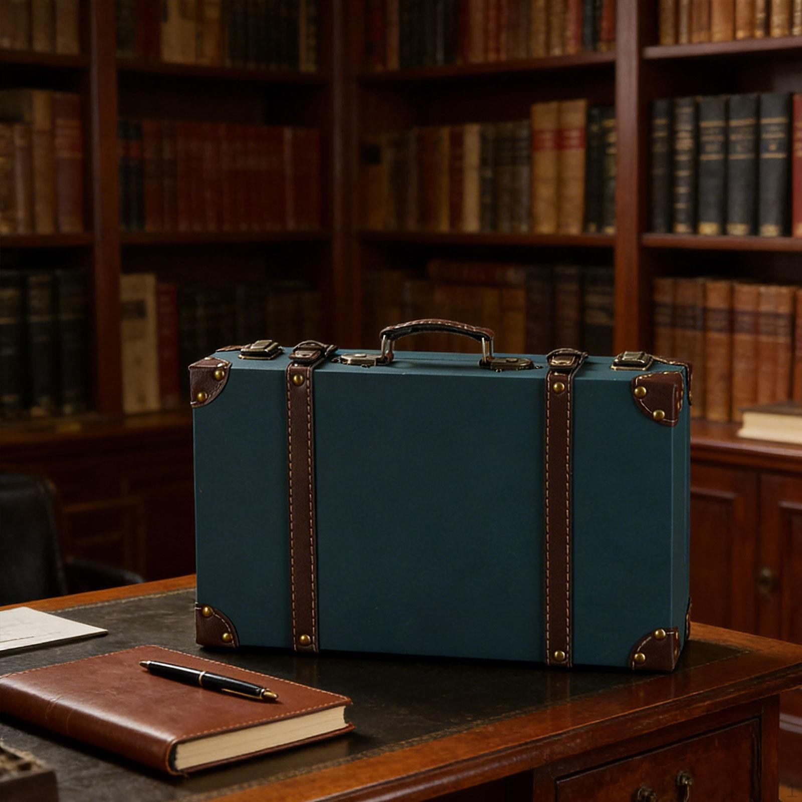 Антикварный чемодан декоративная коробка для хранения украшения старомодные сундуки чемодан синий 3390₽