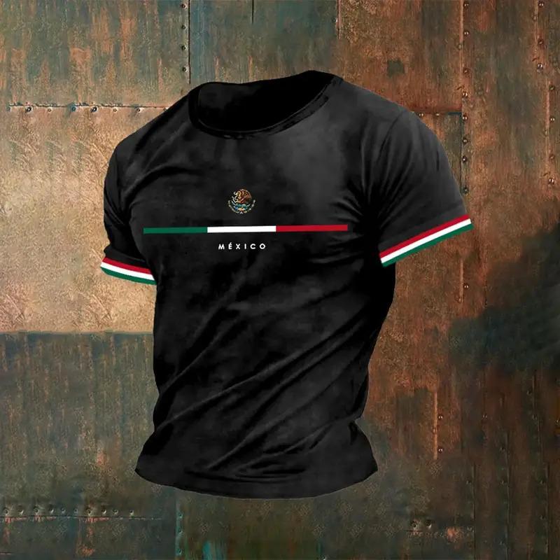 Mexico T Shirt For Men Fashion 3D Eagle National Flag Print Pattern Short Sleeve Oversized T-shirt Leisure O-neck Tee Streetwear