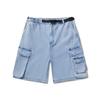 Li Ning Skateboard Series Vintage Wash Mid-Rise Loose Straight Denim Shorts Men Shorts Light-Blue-Denim AJSU015-1