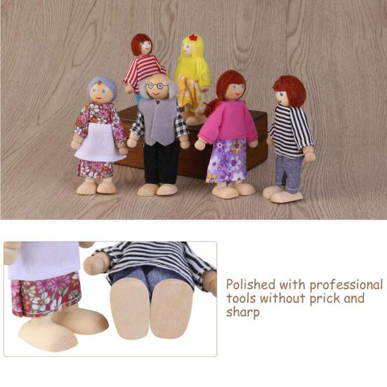 Wooden Happy Family Dressed Puppet Flexible Joints Doll Kids Toy Birthday Gift
