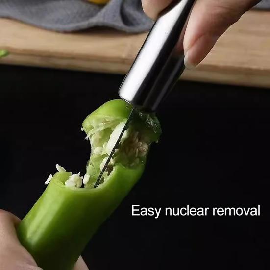 2 Adet Acı Biber Çekirdek Çıkarıcı Spiral Dişli Pul Temizleme Makinesi Kolay Kavrama Mutfak Kesici Dilimleyici Biberler Salatalıklar Acı Kavun için