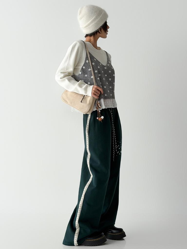 THE GREEN LAB Lace Side Line Track Pants [Green]