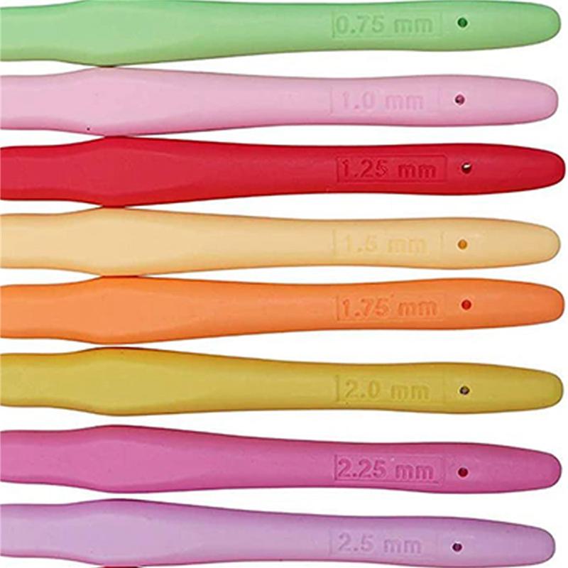 20Pcs Small Size Lace Crochet Hooks (0.5-2.75Mm), Ergonomic Crochet Hooks Set With Soft Grip Handle For Thread