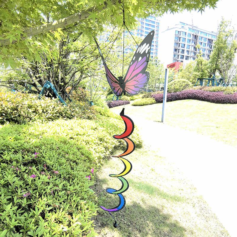 Outdoor Butterfly Wind Spinner Garden Hanging Decoration with Spiral Tail for Yard Patio Porch Balcony and Home