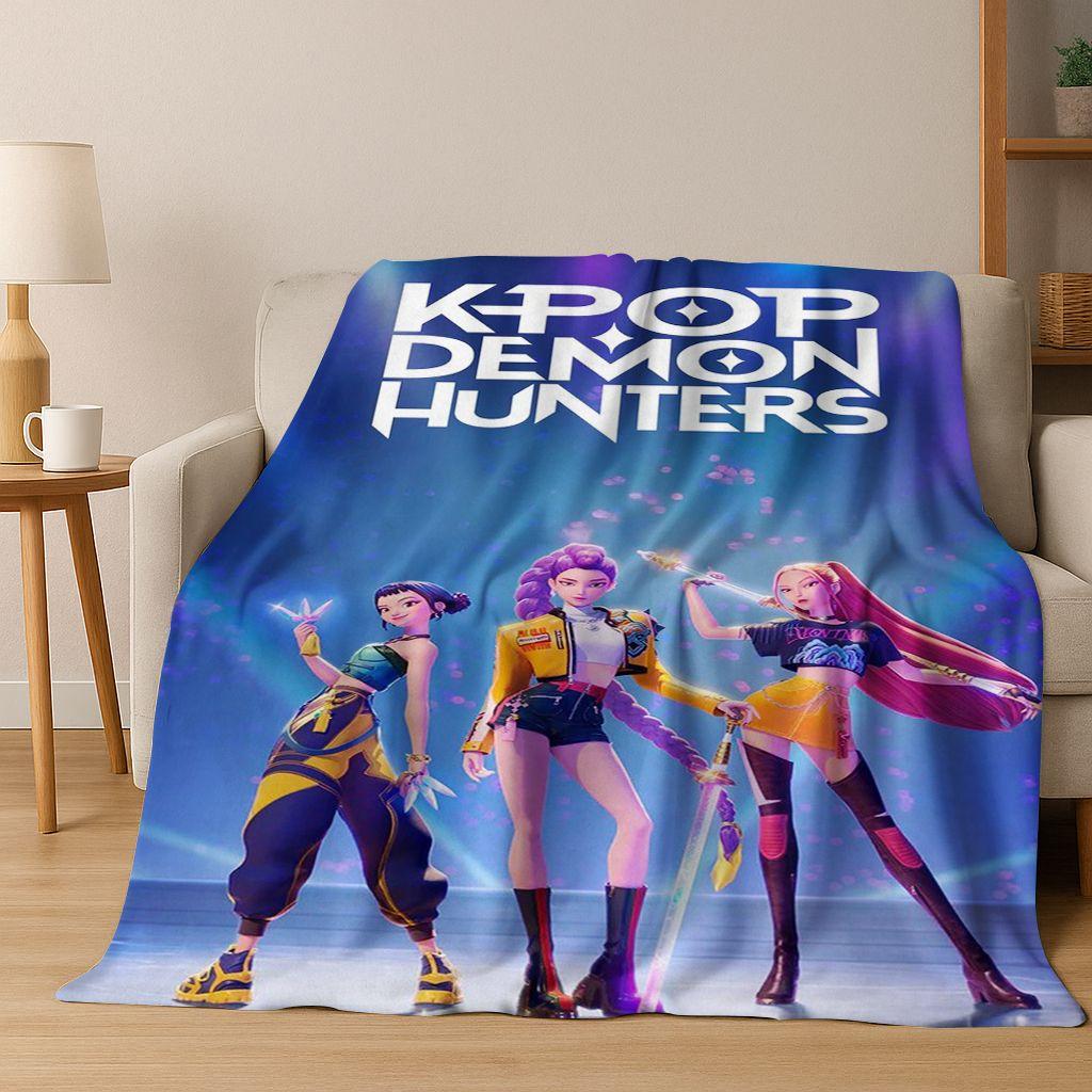 26 Stil Neue KPOP Dämonenjäger Rumi Mira Zoey Cartoon Flanell Decke, Gemütliche Weiche Überwurfdecke für Zuhause Schlafzimmer Bett Sofa Abdeckung