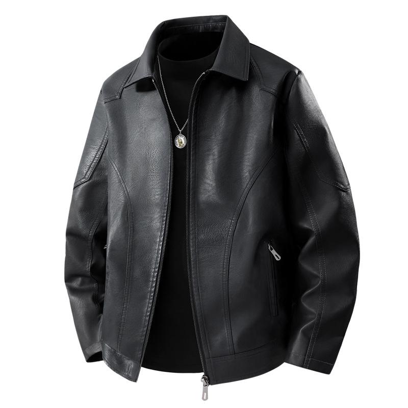 Men's Leather Jacket Large Size Leather Jacket Lapel Jacket Youth Trend Autumn and Winter New