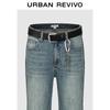 UR Women's Washed Flared Denim Jeans with Belt Ornament