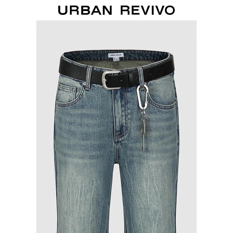 UR Women's Washed Flared Denim Jeans with Belt Ornament