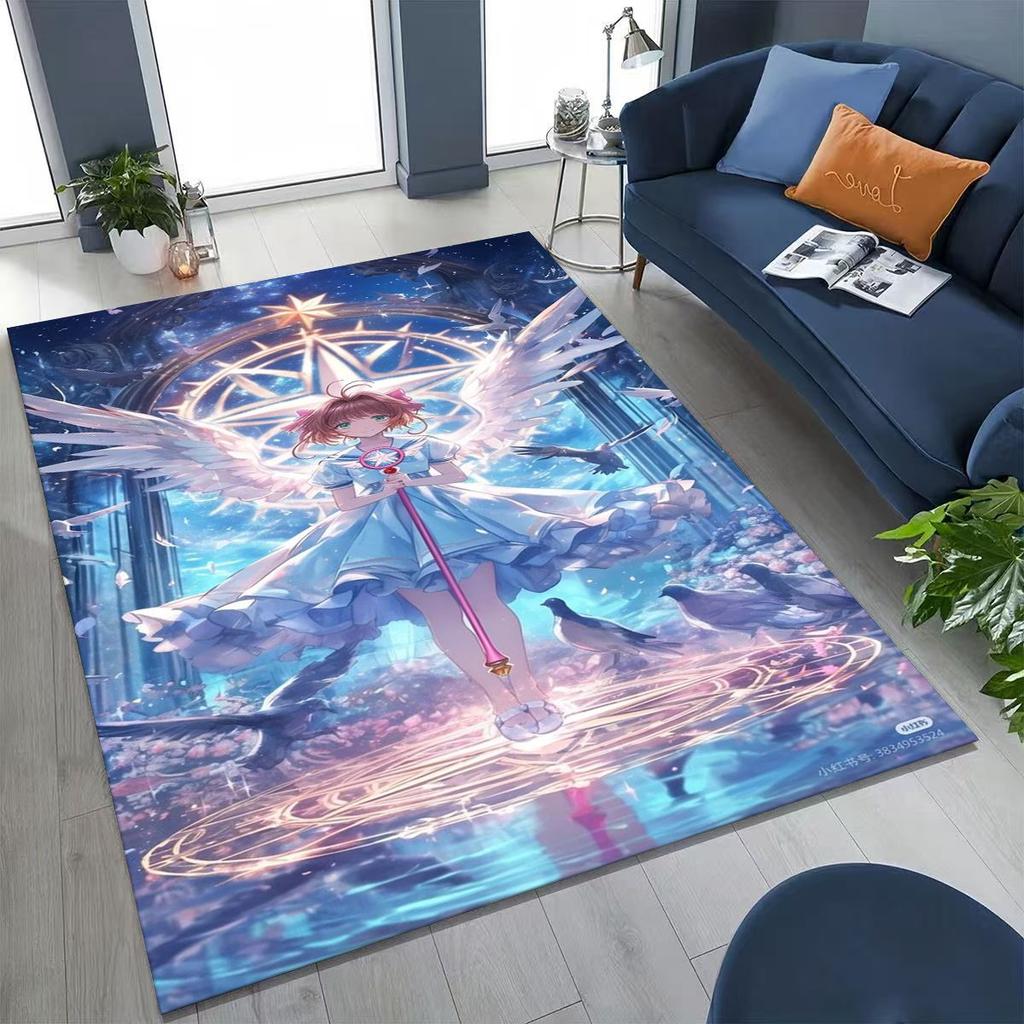 Cute Cartoon Card Captor Sakura Magic Girl Anime Art Rug for Bedroom Living Room Sofa Home Doormat Decor,Kids Non-slip Floor Mat