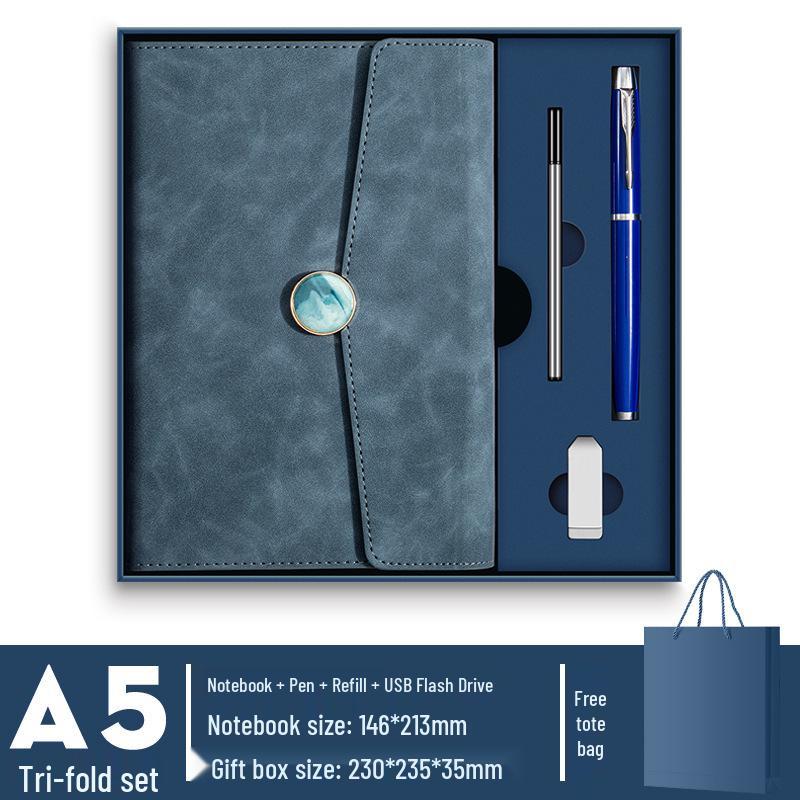 In-Stock A5 Notebook: Business Gift with Thickened Soft Leather, High-Appearance Design, Buckle Closure, and Gift Box