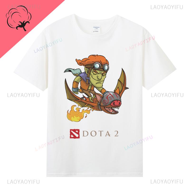 Dota 2 T-shirt Jeu T-shirt Unisexe Unisexe Coton Col Rond Vintage Classique Drôle Décontracté Promo Nerd Gamer Streetwear T-shirts Graphiques