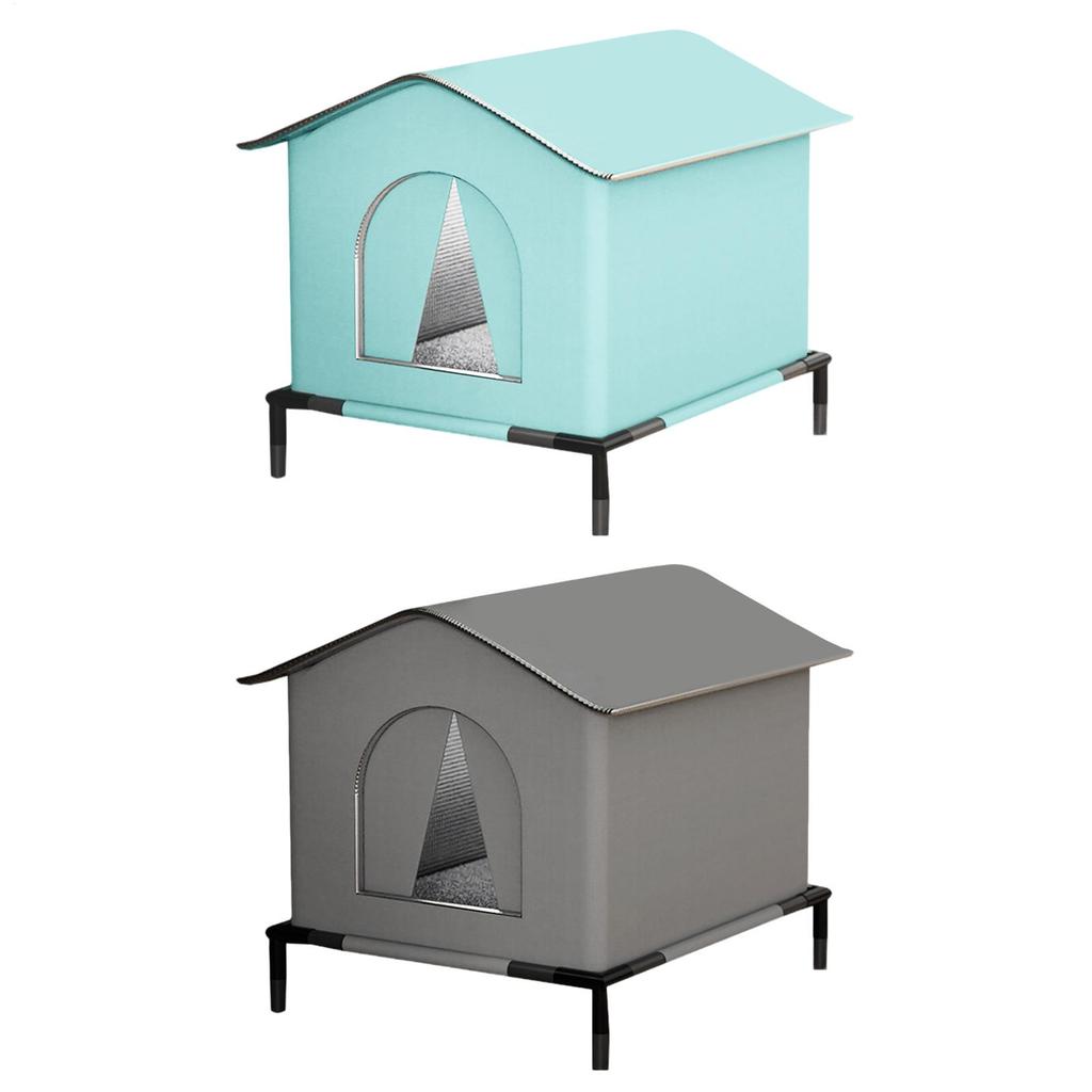 Outside Cat House Outdoor Shelter for Cats with Mat and Raised Floor Insulated Warm Pet Kitten Nest Cave for Patio Backyard