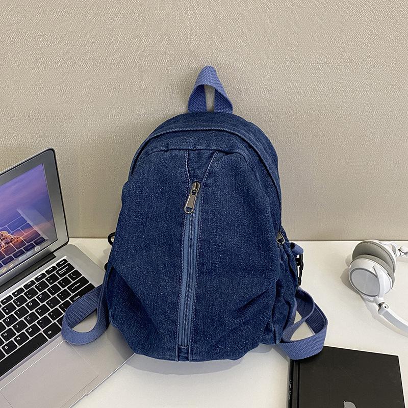 Large Capacity Denim Backpack High School College Student Simple Schoolbag Women's Computer Backpack Fashion
