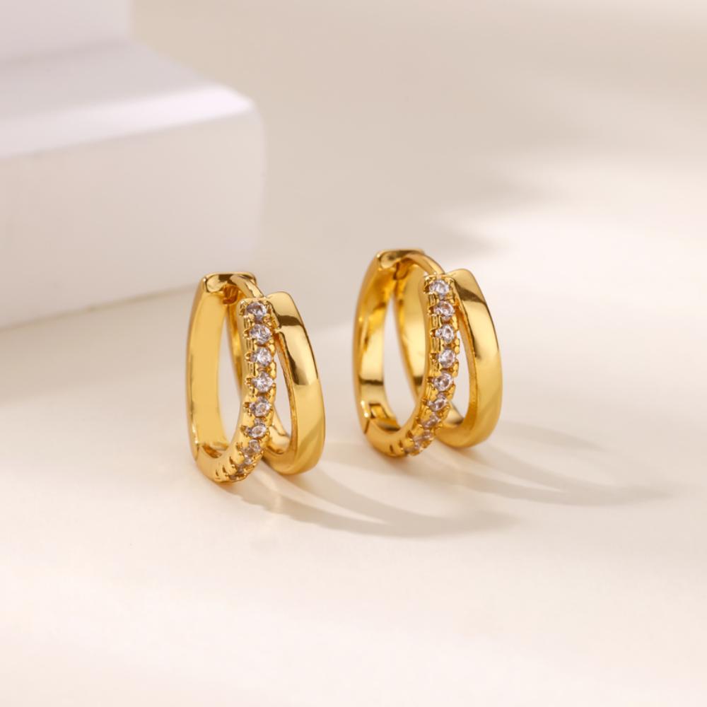 Elegant Stainless Steel Earrings Cubic Zirconia Gold Color Anti Fading Earrings for Women 2025 Wedding Jewelry Accessories Gifts