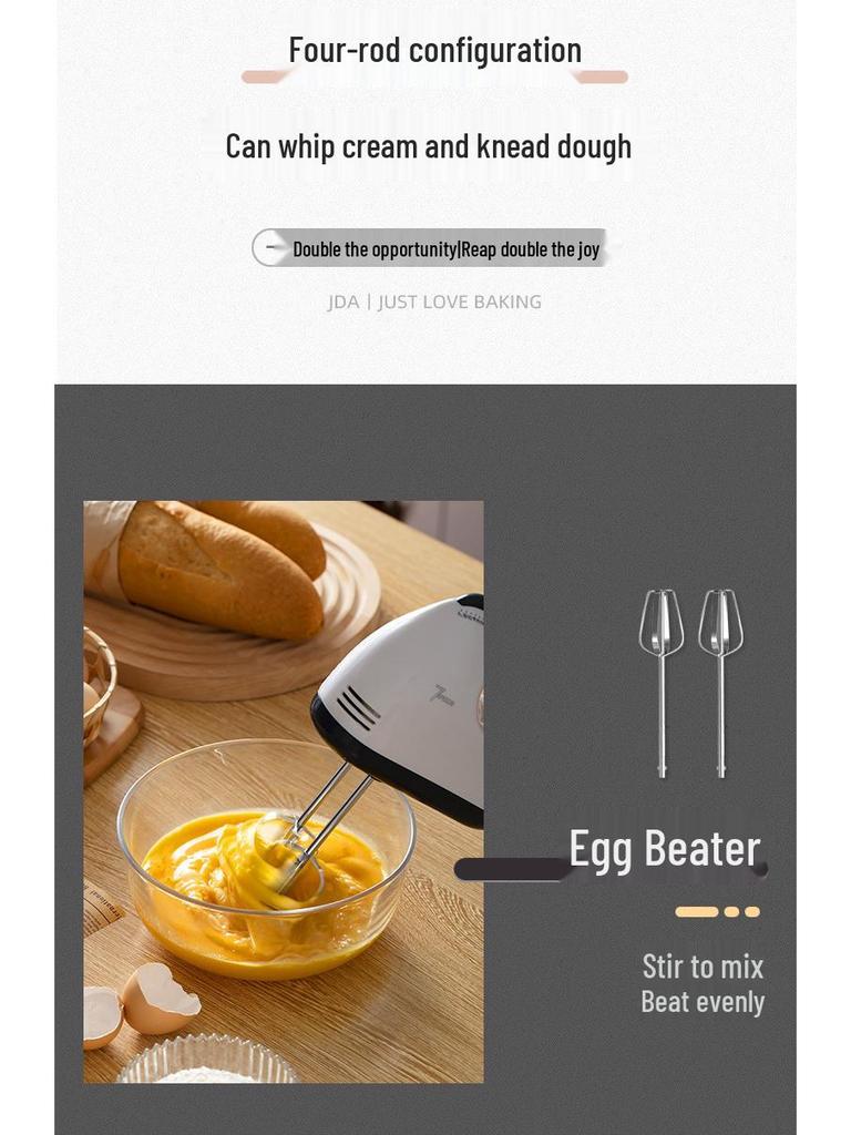 Compact Electric Egg Beater for Baking and Cream Mixing