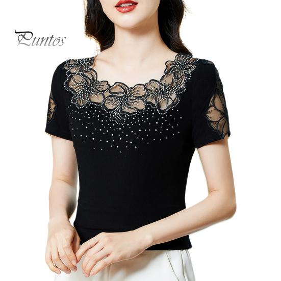 

Летняя женская футболка с короткими рукавами, тонкие сетчатые топы с круглым вырезом, легкая повседневная блузка для работы, повседневной жизни, вечеринок, свиданий, путешествий 2XL чёрный