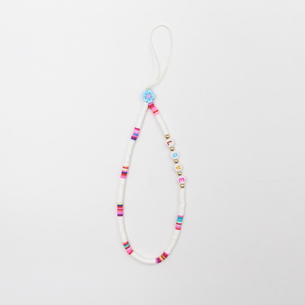 Color mobile phone chain beads selling devil's eye soft pottery mixed color mobile phone chain lanyard manufacturers.