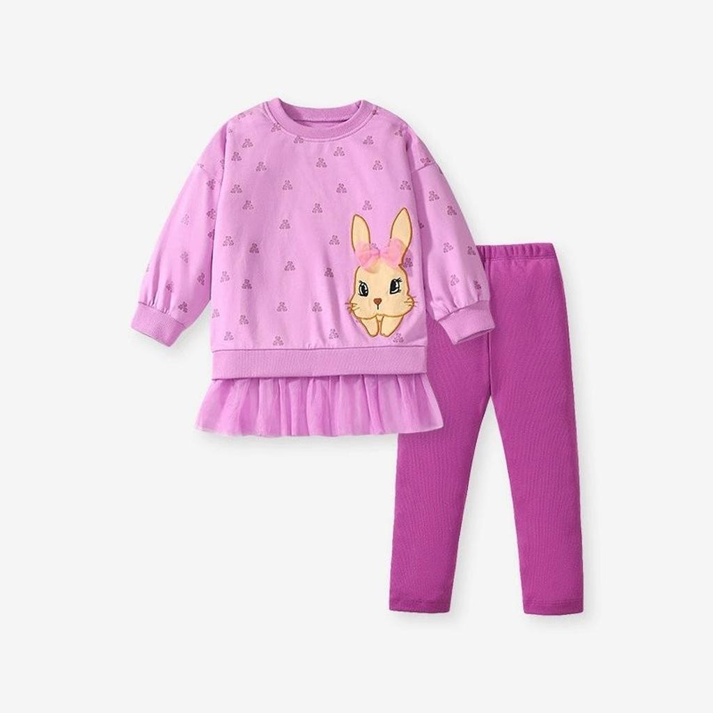 Cute Long Sleeve Cartoon Kids Set - Casual T-Shirt Outfit