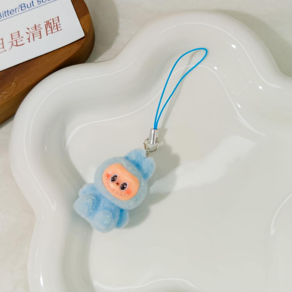 Mobile Phone Rope M34 Flocking Keychain Pendant Rab Cloth Doll Bag Pendant Creative Small Gift Hanging