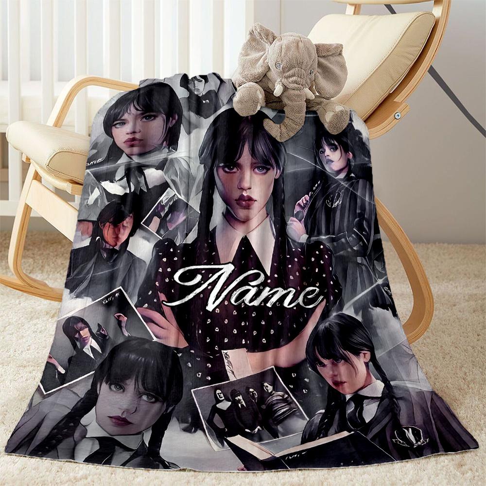 Name Black White Personalized Text Blanket Gift Personalized Blanket Durable Comfort Suitable for Bedding Picnics Office Chair Living Room