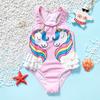 Toddler Girls Ruffled Swimsuit One-Piece Kids Cartoon Print Swimming Bikini Bathing Suit Swimwear Summer Sunsuit Beach Wear 18M-6T