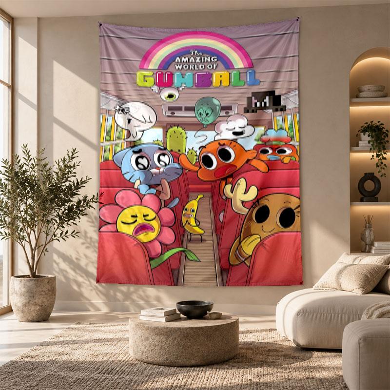 Arazzo Decorativo, Incredibile Mondo di Gumball Stampa Artistica da Parete, Appeso Leggero da Parete per Sfondo della Camera da Letto