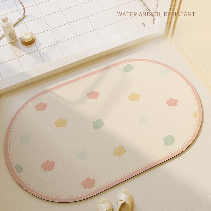 Creamy Air Bathroom Diatom Mud Water Absorption Floor Mat Bathroom Door Entrance High-quality Quick-drying Anti-slip Foot Mat Entry Door Mat