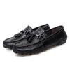 Fashion Luxury Fashion Italian Black Genuine Leather Loafers Handmade Soft Bottom Casual Leather Dress Shoe Slip On Outdoor Walking Shoe