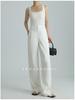 2026 Summer High-Waisted Wide-Leg Cotton Linen Pants White Casual Old Money Style Women